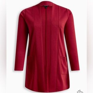 NWT Torrid Studio Cupro Open Front Cardigan EUC Red Plus Size 4